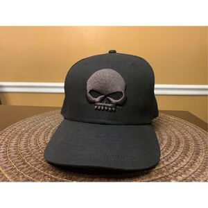 Harley Davidson New Era 59Fifty Fitted Baseball Cap Hat Tonal Skull 7-5/8 XL